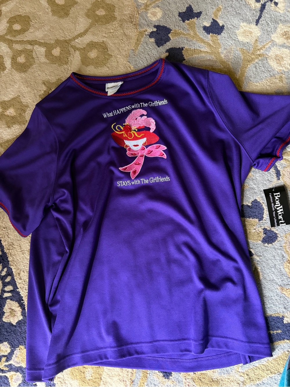 Bonworth Red hat ladies society purple kitschy t-shirt